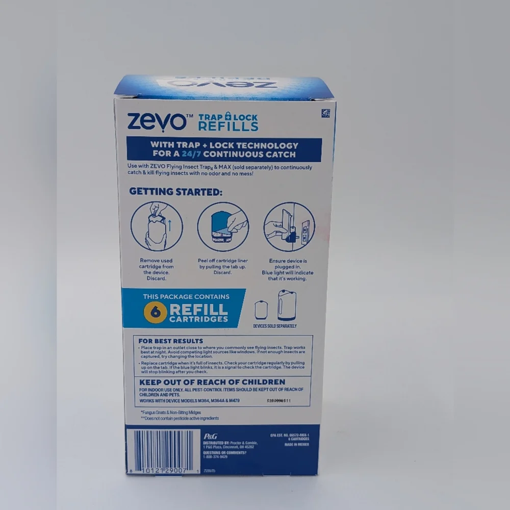 Zevo Flying Insect Trap Full Size Refill - 6 Refill Cartridges - Picture 2 of 3